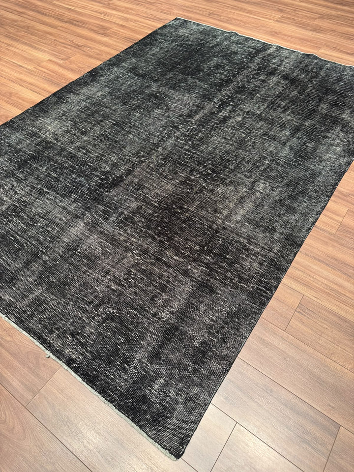 Orijinal Vintage Siyah Kök Boya Yün El Dokuma Halı 192x273 5.24 Metrekare - 6x8 ft