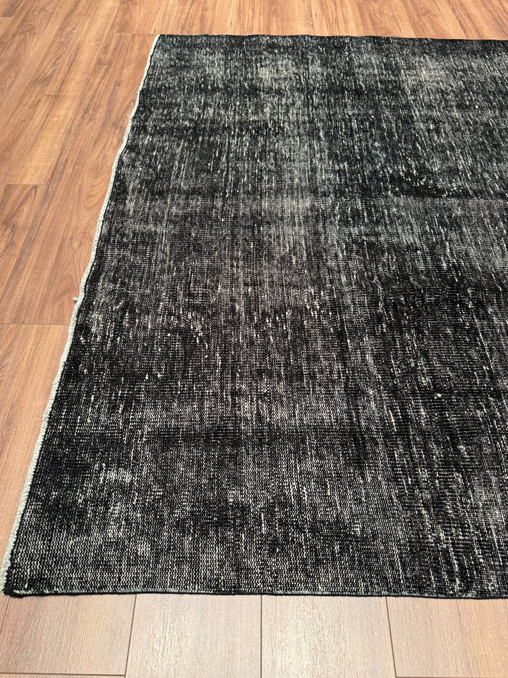 Orijinal Vintage Siyah Kök Boya Yün El Dokuma Halı 192x273 5.24 Metrekare - 6x8 ft