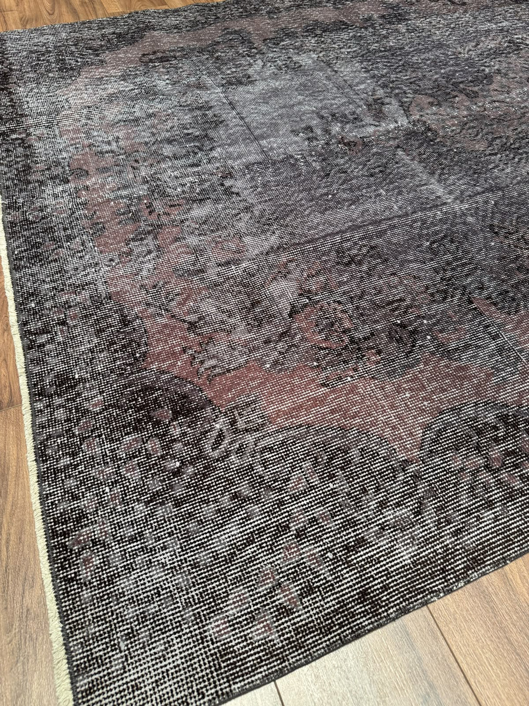 Orijinal Vintage Mor Gri Kök Boya Yün El Dokuma Halı 177x293 5.19 Metrekare - 6x8 ft