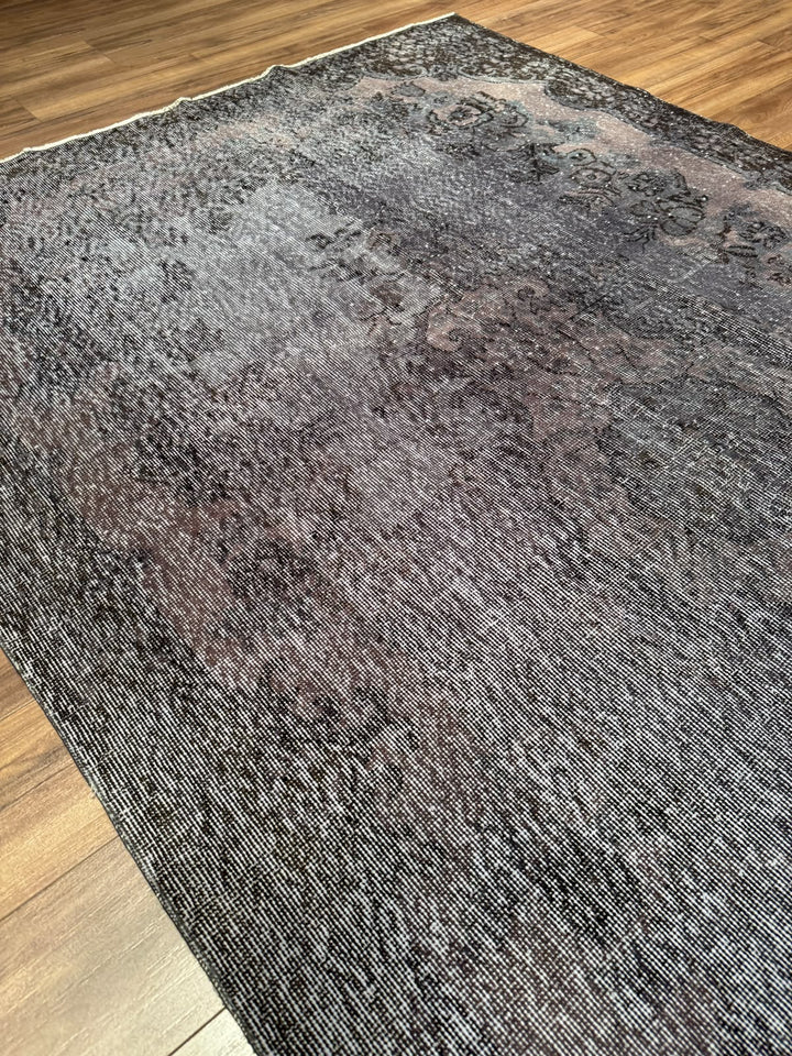 Orijinal Vintage Mor Gri Kök Boya Yün El Dokuma Halı 177x293 5.19 Metrekare - 6x8 ft