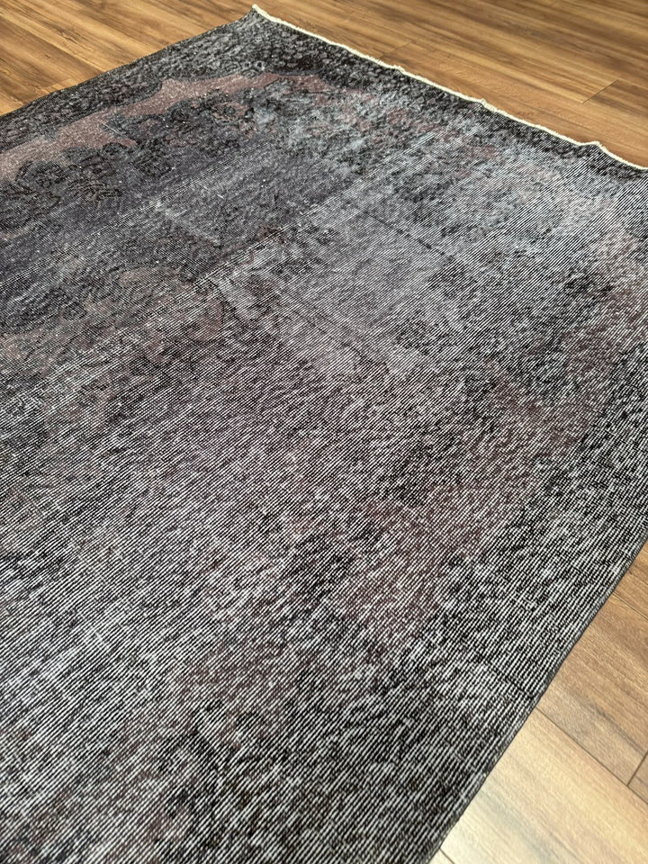 Orijinal Vintage Mor Gri Kök Boya Yün El Dokuma Halı 177x293 5.19 Metrekare - 6x8 ft