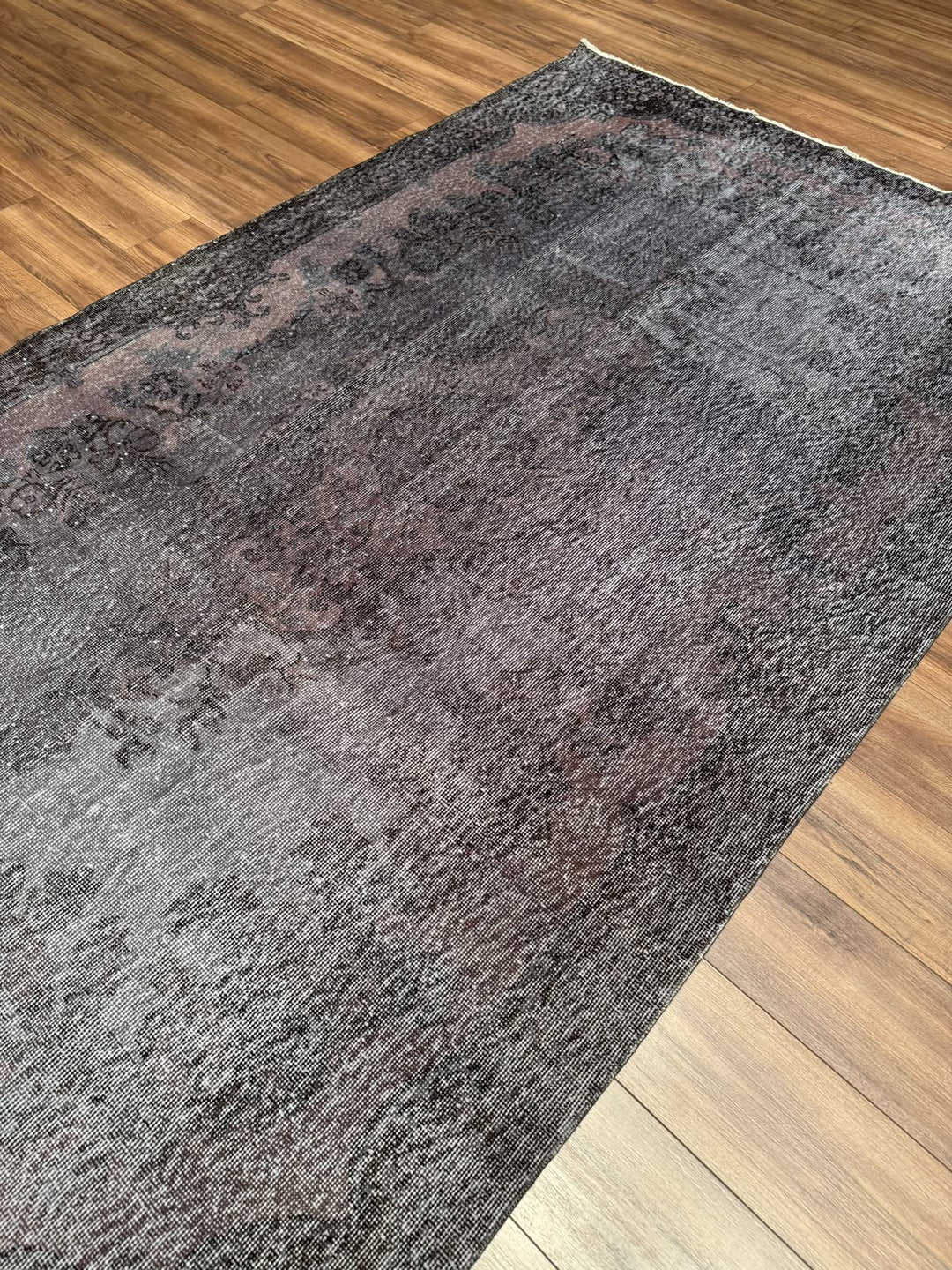 Orijinal Vintage Mor Gri Kök Boya Yün El Dokuma Halı 177x293 5.19 Metrekare - 6x8 ft
