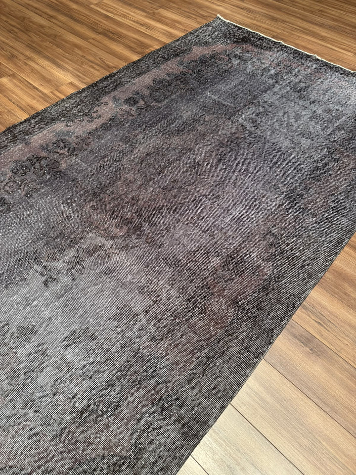 Orijinal Vintage Mor Gri Kök Boya Yün El Dokuma Halı 177x293 5.19 Metrekare - 6x8 ft