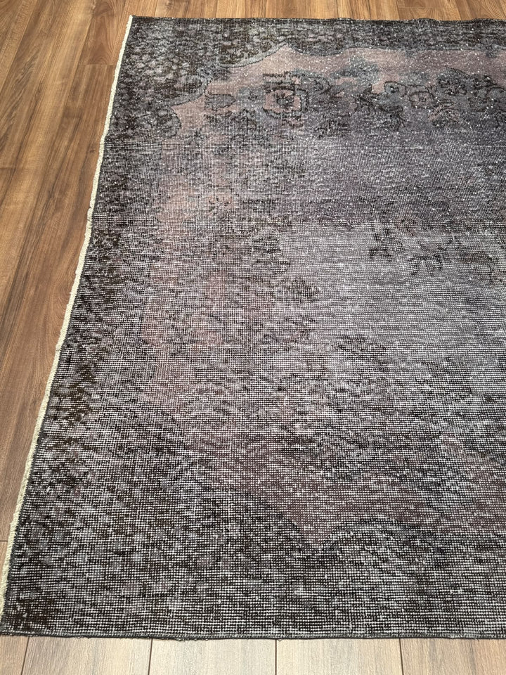 Orijinal Vintage Mor Gri Kök Boya Yün El Dokuma Halı 177x293 5.19 Metrekare - 6x8 ft