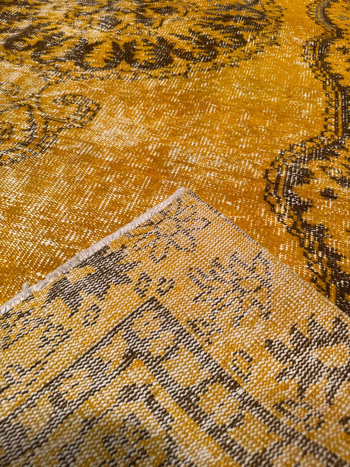 Orijinal Vintage Sarı Kök Boya Yün El Dokuma Halı 172x293 5.04 Metrekare - 6x8 ft