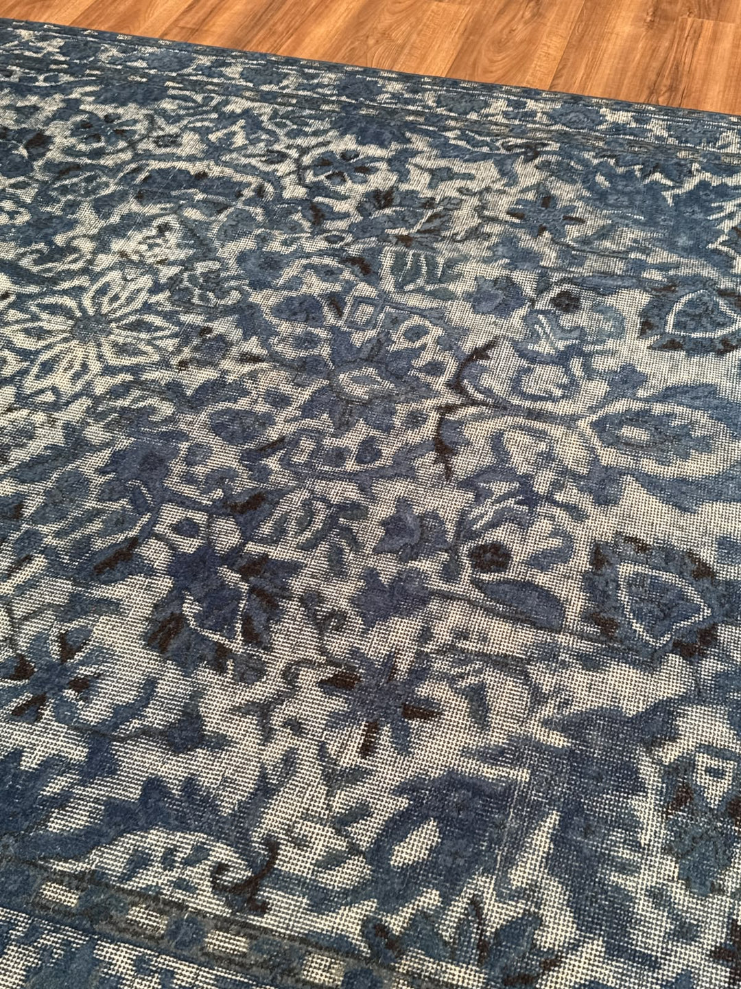Orijinal Vintage Kabartmalı Mavi Kök Boya Yün El Dokuma Halı 175x288 5.04 Metrekare - 6x8 ft