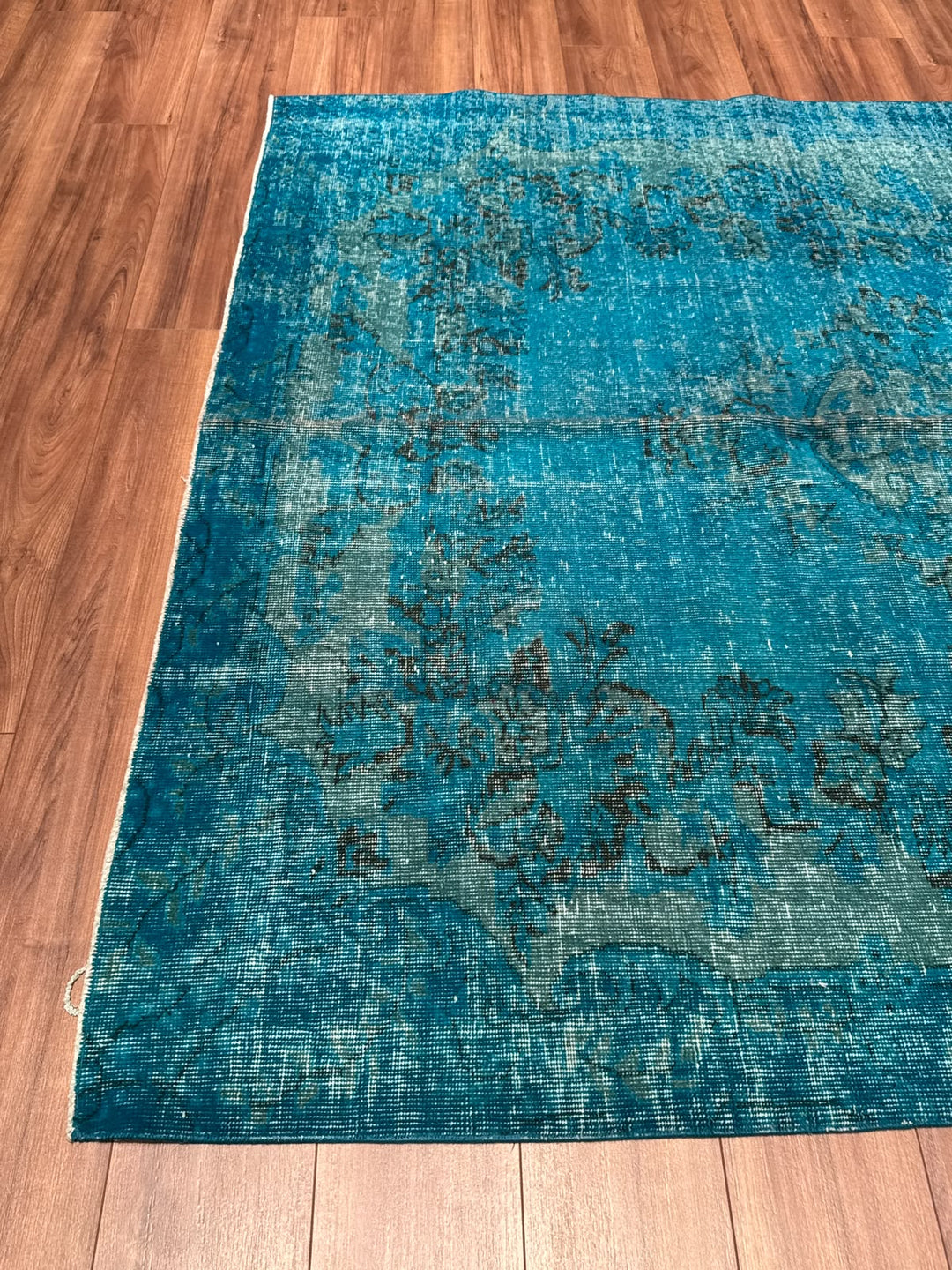 Orijinal Vintage Turkuaz Kök Boya Yün El Dokuma Halı 196x295 5.78 Metrekare - 6x8 ft