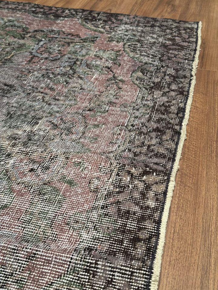 Orijinal Vintage Mor Gri Kök Boya Yün El Dokuma Halı 179x283 5.07 Metrekare - 6x8 ft