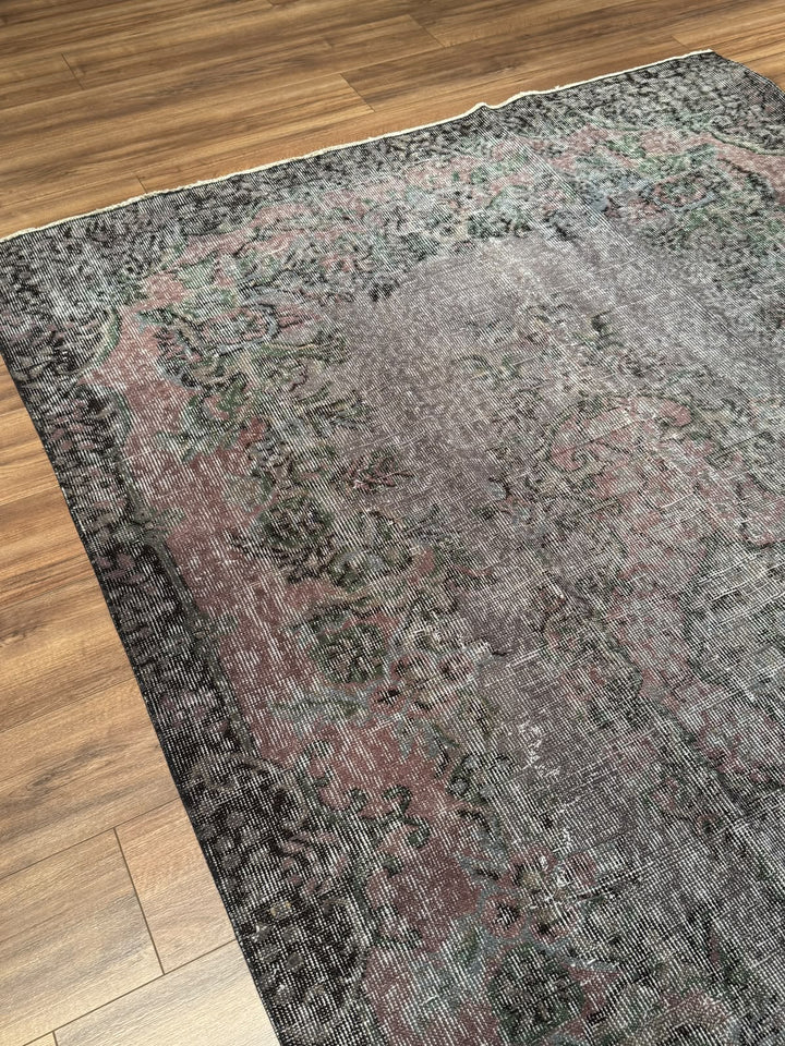 Orijinal Vintage Mor Gri Kök Boya Yün El Dokuma Halı 179x283 5.07 Metrekare - 6x8 ft