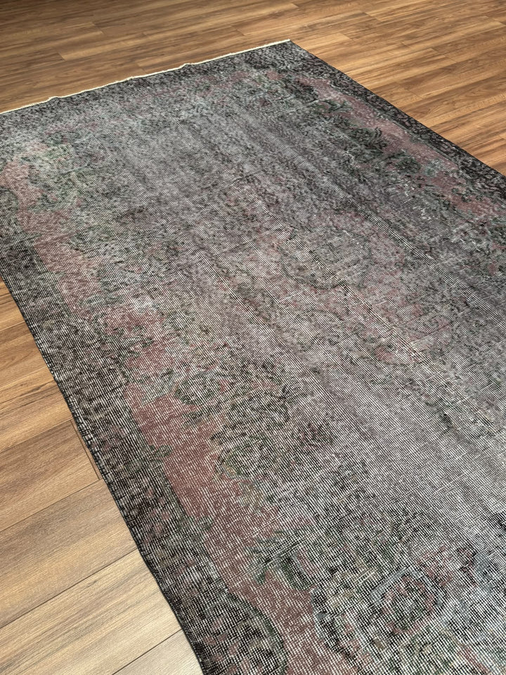 Orijinal Vintage Mor Gri Kök Boya Yün El Dokuma Halı 179x283 5.07 Metrekare - 6x8 ft