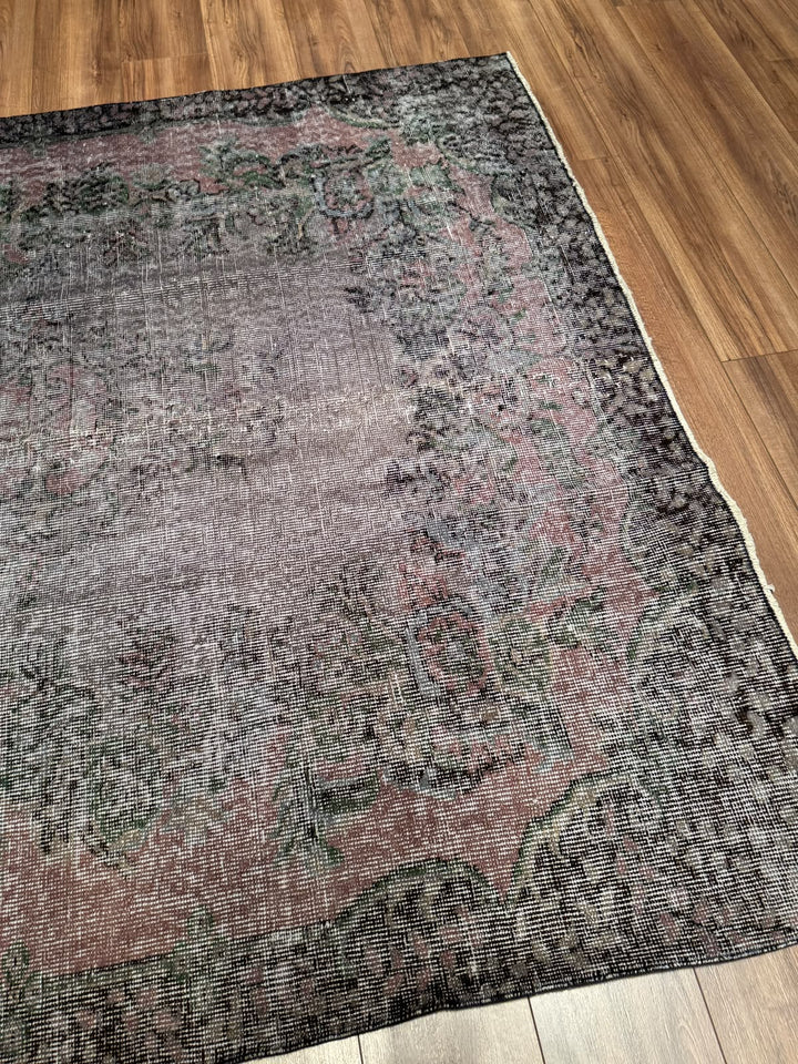 Orijinal Vintage Mor Gri Kök Boya Yün El Dokuma Halı 179x283 5.07 Metrekare - 6x8 ft