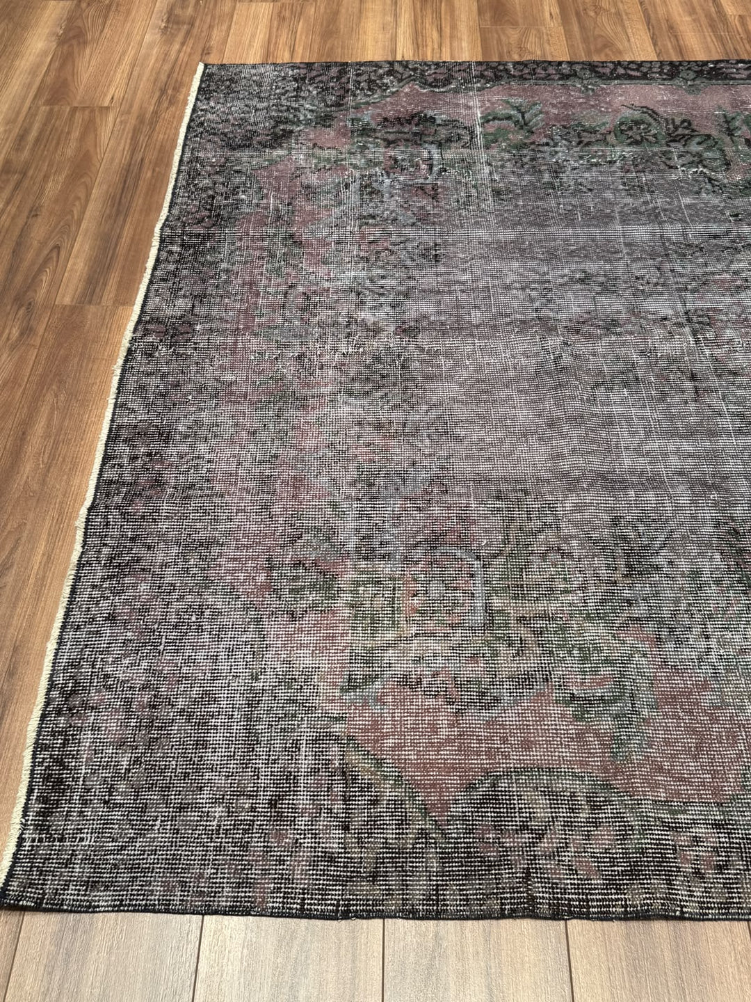 Orijinal Vintage Mor Gri Kök Boya Yün El Dokuma Halı 179x283 5.07 Metrekare - 6x8 ft