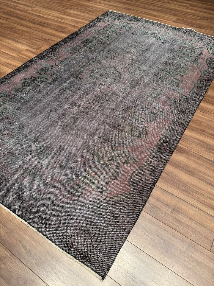 Orijinal Vintage Mor Gri Kök Boya Yün El Dokuma Halı 179x283 5.07 Metrekare - 6x8 ft