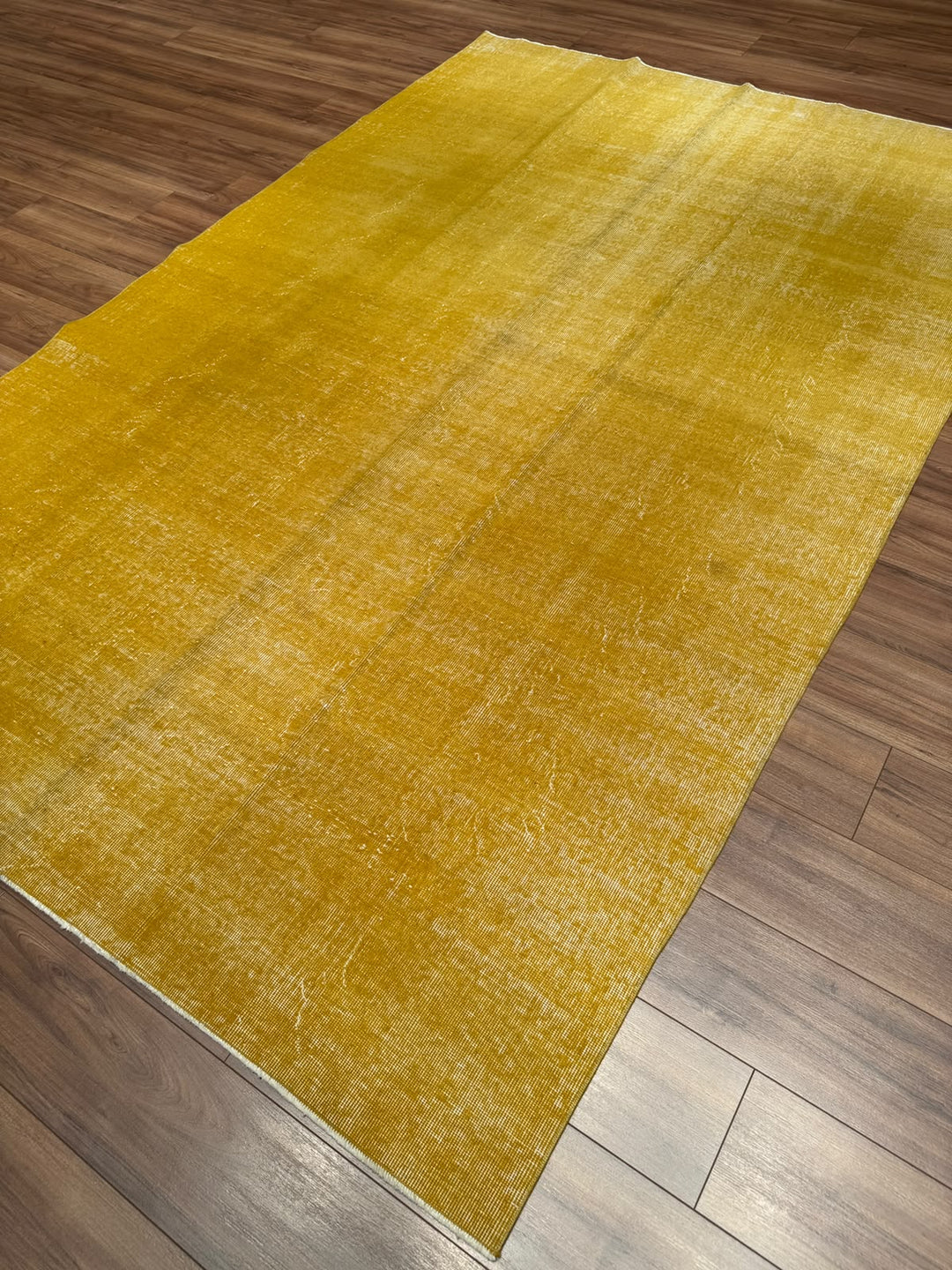 Orijinal Vintage Sarı Kök Boya Yün El Dokuma Halı 201x304 6.11 Metrekare - 7x10 ft