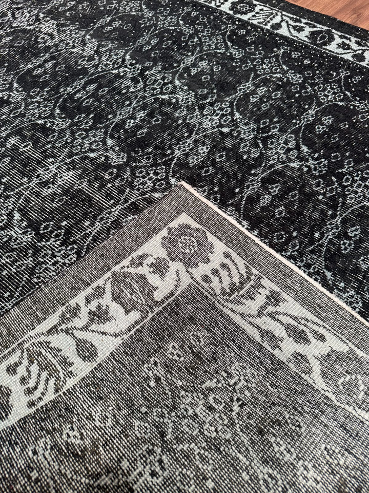 Orijinal Vintage Siyah Kök Boya Yün El Dokuma Halı 166x290 4.31 Metrekare - 7x10 ft