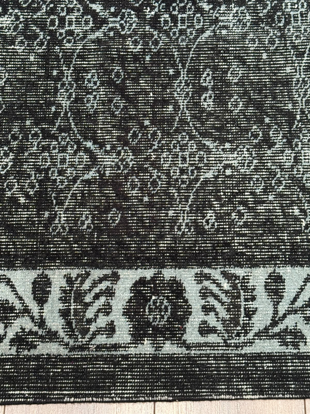 Orijinal Vintage Siyah Kök Boya Yün El Dokuma Halı 166x290 4.31 Metrekare - 7x10 ft