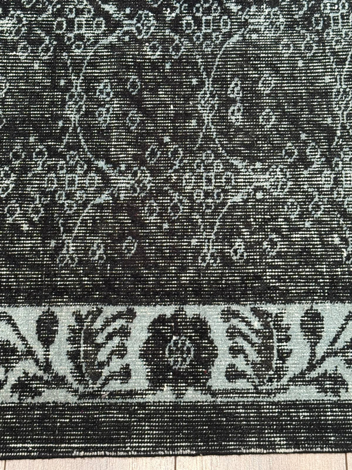Orijinal Vintage Siyah Kök Boya Yün El Dokuma Halı 166x290 4.31 Metrekare - 7x10 ft
