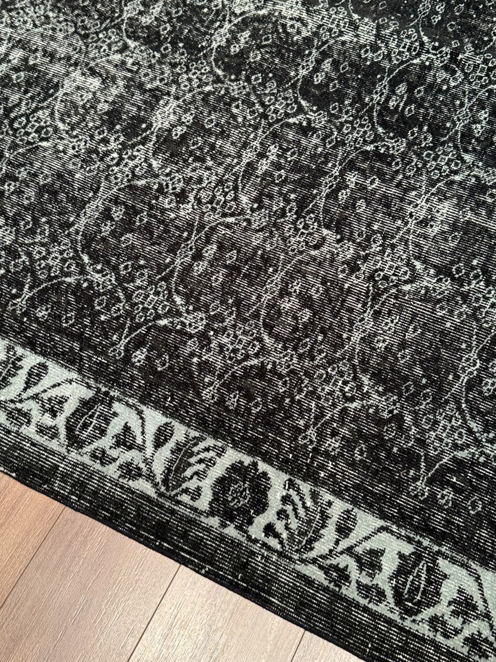 Orijinal Vintage Siyah Kök Boya Yün El Dokuma Halı 166x290 4.31 Metrekare - 7x10 ft