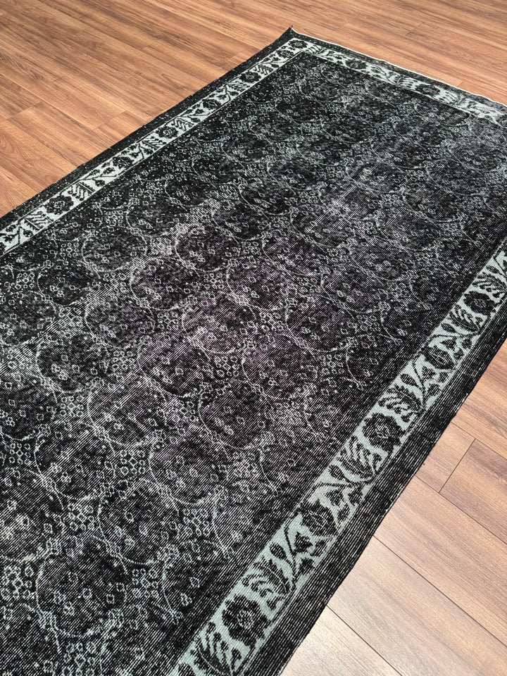 Orijinal Vintage Siyah Kök Boya Yün El Dokuma Halı 166x290 4.31 Metrekare - 7x10 ft