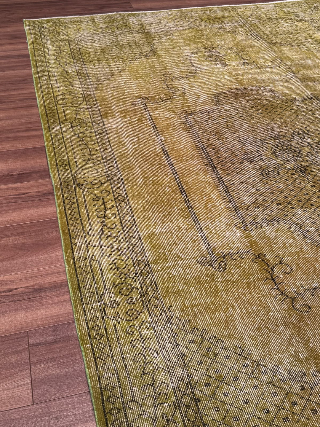 Orijinal Vintage Yeşil Kök Boya Yün El Dokuma Halı 170x269 4.57 Metrekare - 6x8 ft