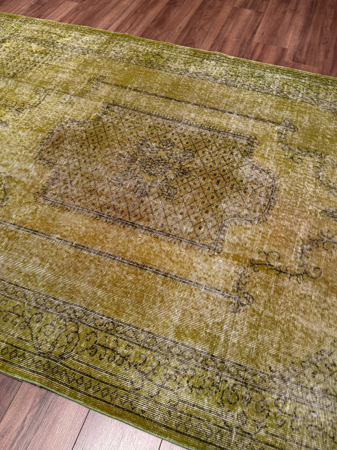 Orijinal Vintage Yeşil Kök Boya Yün El Dokuma Halı 170x269 4.57 Metrekare - 6x8 ft