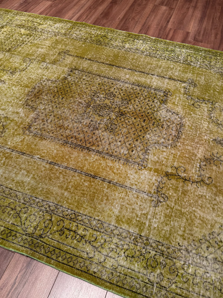 Orijinal Vintage Yeşil Kök Boya Yün El Dokuma Halı 170x269 4.57 Metrekare - 6x8 ft