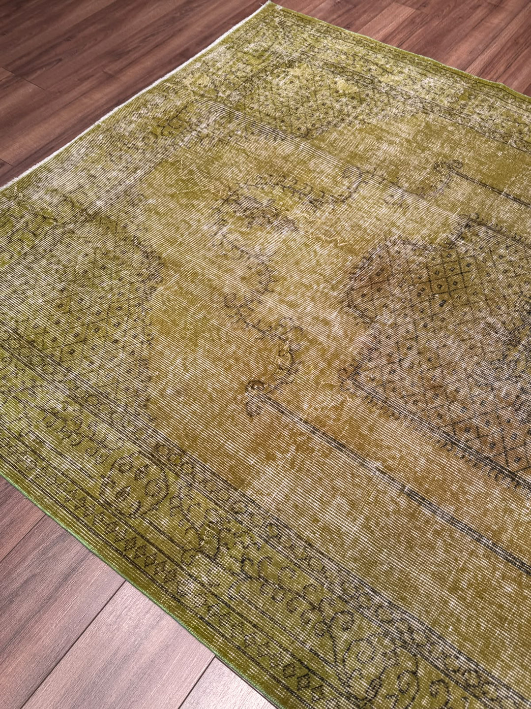 Orijinal Vintage Yeşil Kök Boya Yün El Dokuma Halı 170x269 4.57 Metrekare - 6x8 ft
