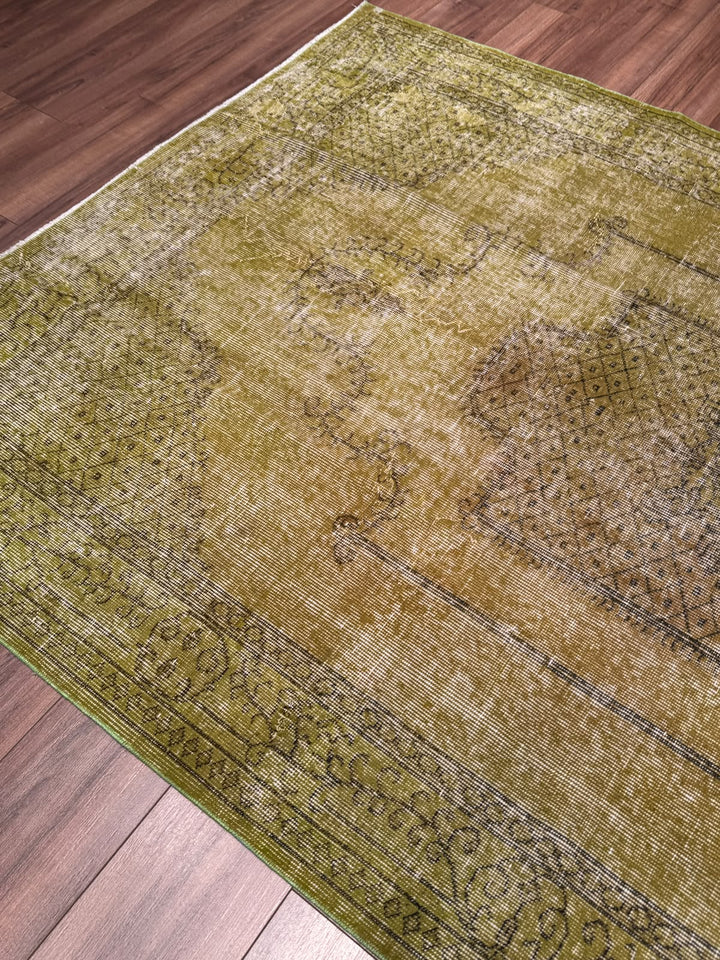 Orijinal Vintage Yeşil Kök Boya Yün El Dokuma Halı 170x269 4.57 Metrekare - 6x8 ft