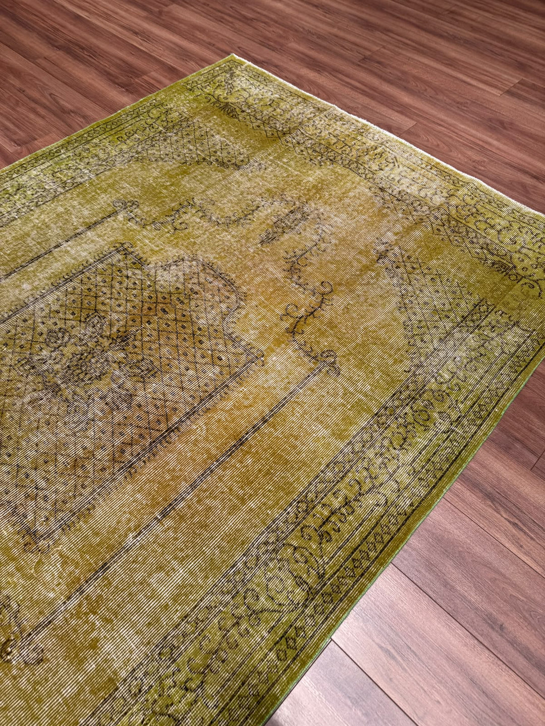 Orijinal Vintage Yeşil Kök Boya Yün El Dokuma Halı 170x269 4.57 Metrekare - 6x8 ft