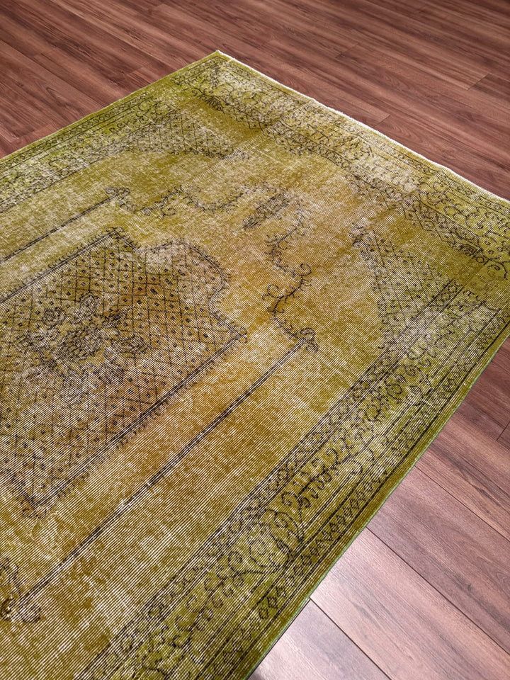 Orijinal Vintage Yeşil Kök Boya Yün El Dokuma Halı 170x269 4.57 Metrekare - 6x8 ft