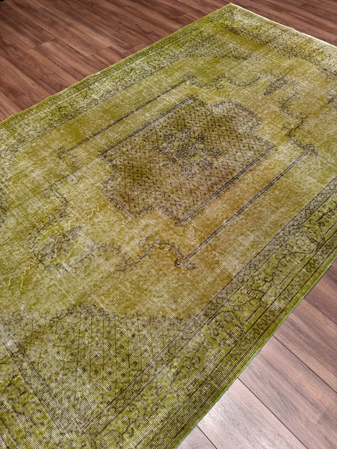 Orijinal Vintage Yeşil Kök Boya Yün El Dokuma Halı 170x269 4.57 Metrekare - 6x8 ft