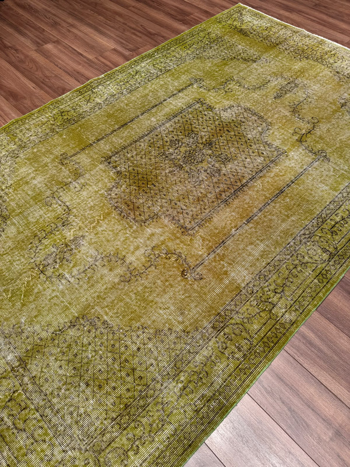 Orijinal Vintage Yeşil Kök Boya Yün El Dokuma Halı 170x269 4.57 Metrekare - 6x8 ft