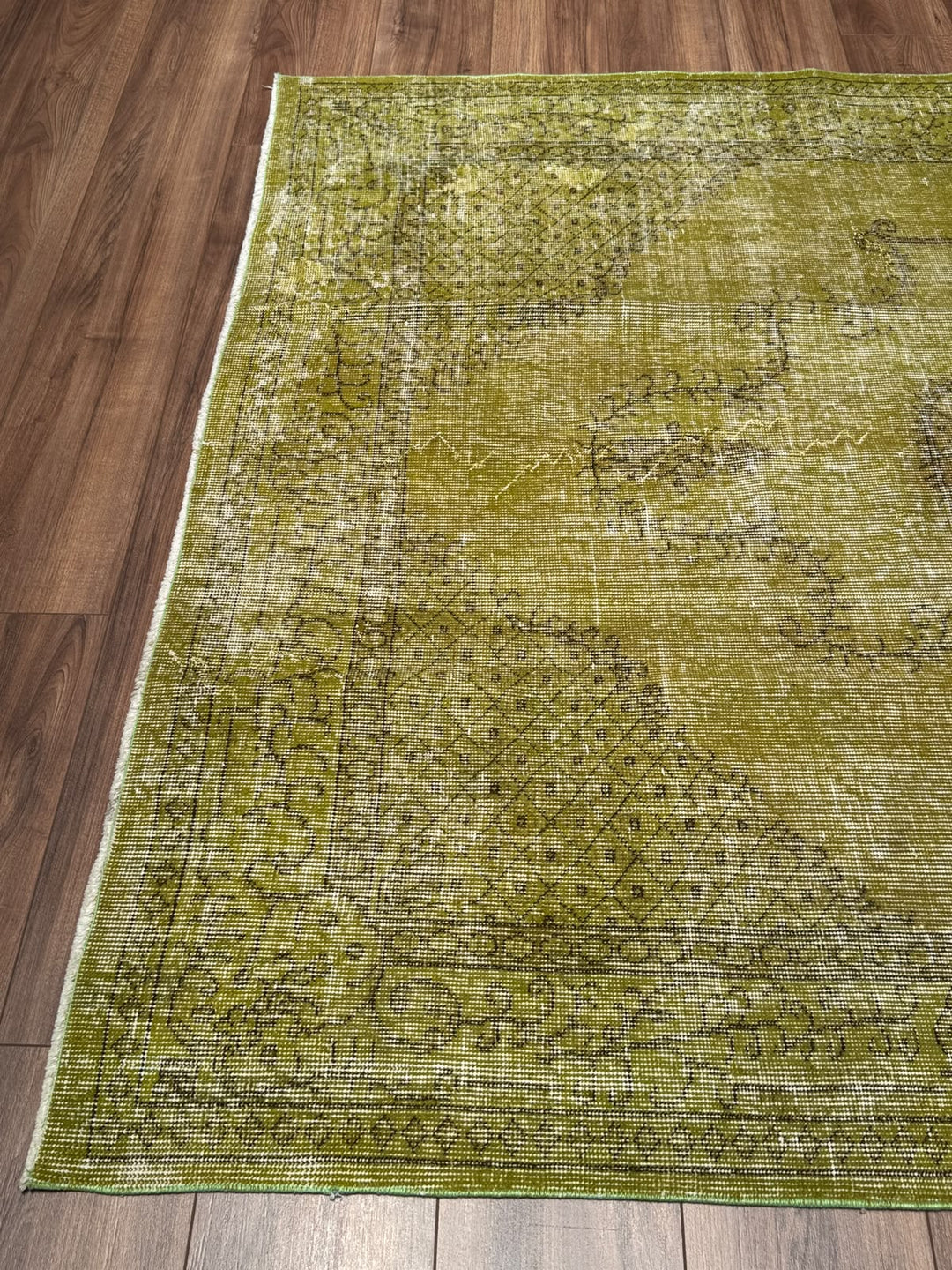 Orijinal Vintage Yeşil Kök Boya Yün El Dokuma Halı 170x269 4.57 Metrekare - 6x8 ft