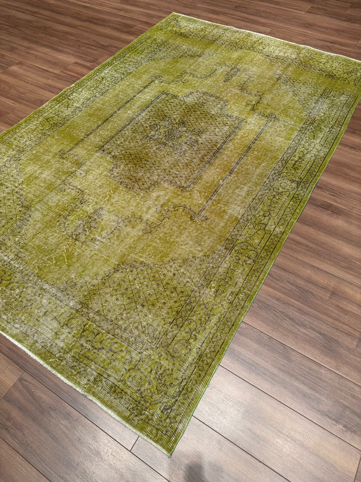 Orijinal Vintage Yeşil Kök Boya Yün El Dokuma Halı 170x269 4.57 Metrekare - 6x8 ft