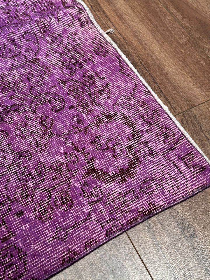 Orijinal Vintage Mor Kök Boya Yün El Dokuma Halı 168x284 4.77 Metrekare - 6x8 ft