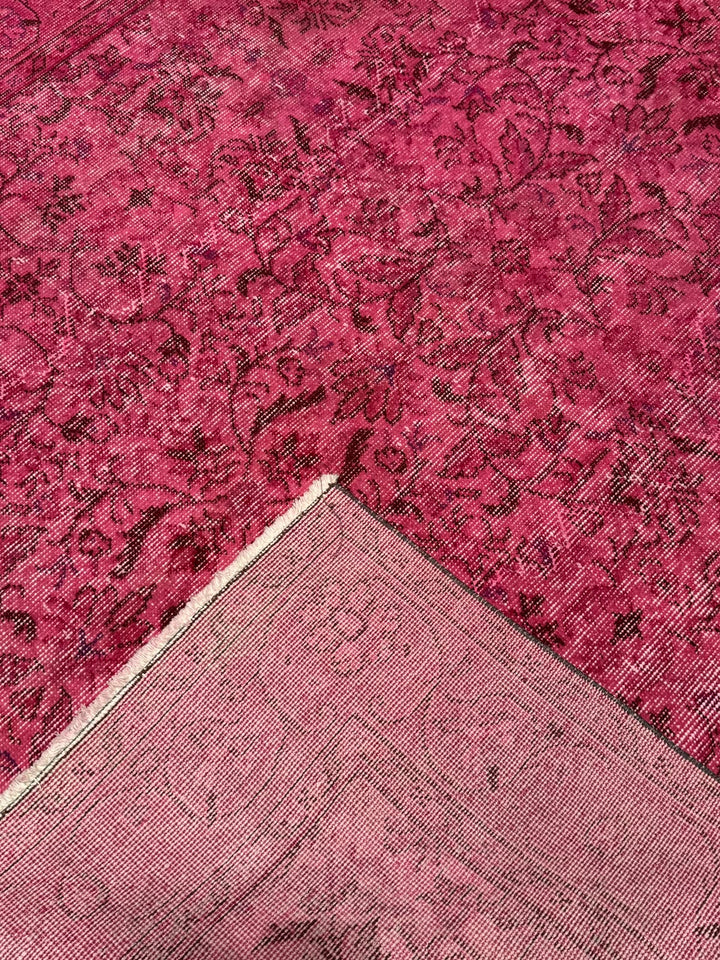 Orijinal Vintage Pembe Kök Boya Yün El Dokuma Halı 167x283 4.72 Metrekare - 6x8 ft