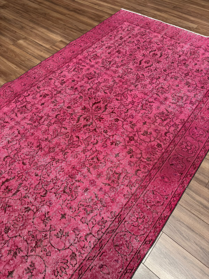 Orijinal Vintage Pembe Kök Boya Yün El Dokuma Halı 167x283 4.72 Metrekare - 6x8 ft