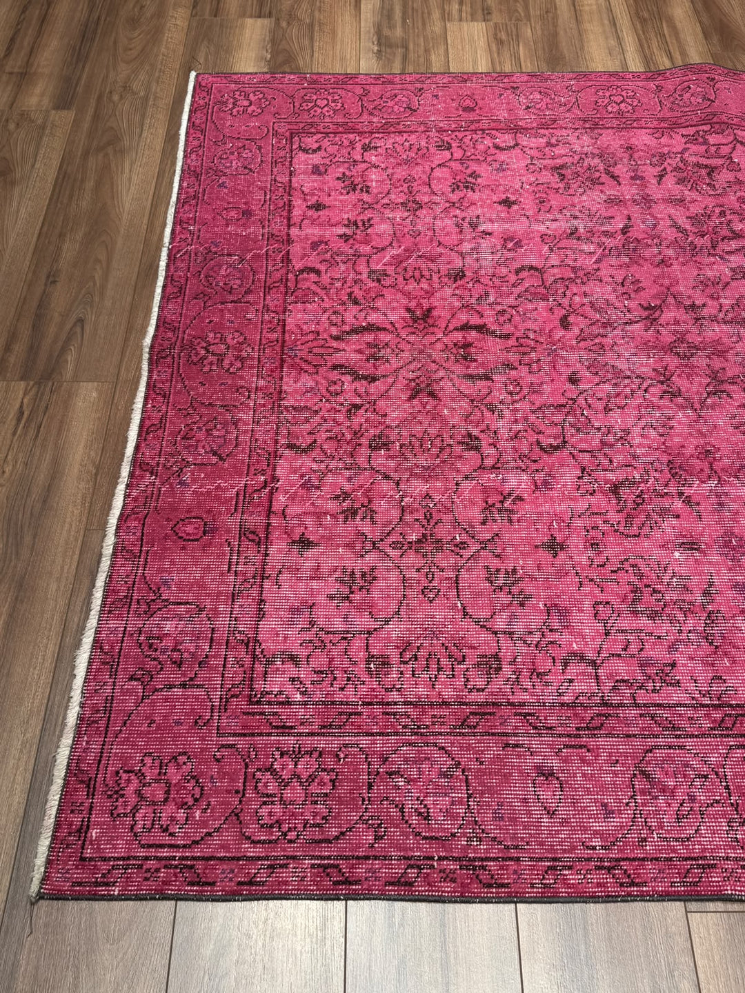 Orijinal Vintage Pembe Kök Boya Yün El Dokuma Halı 167x283 4.72 Metrekare - 6x8 ft
