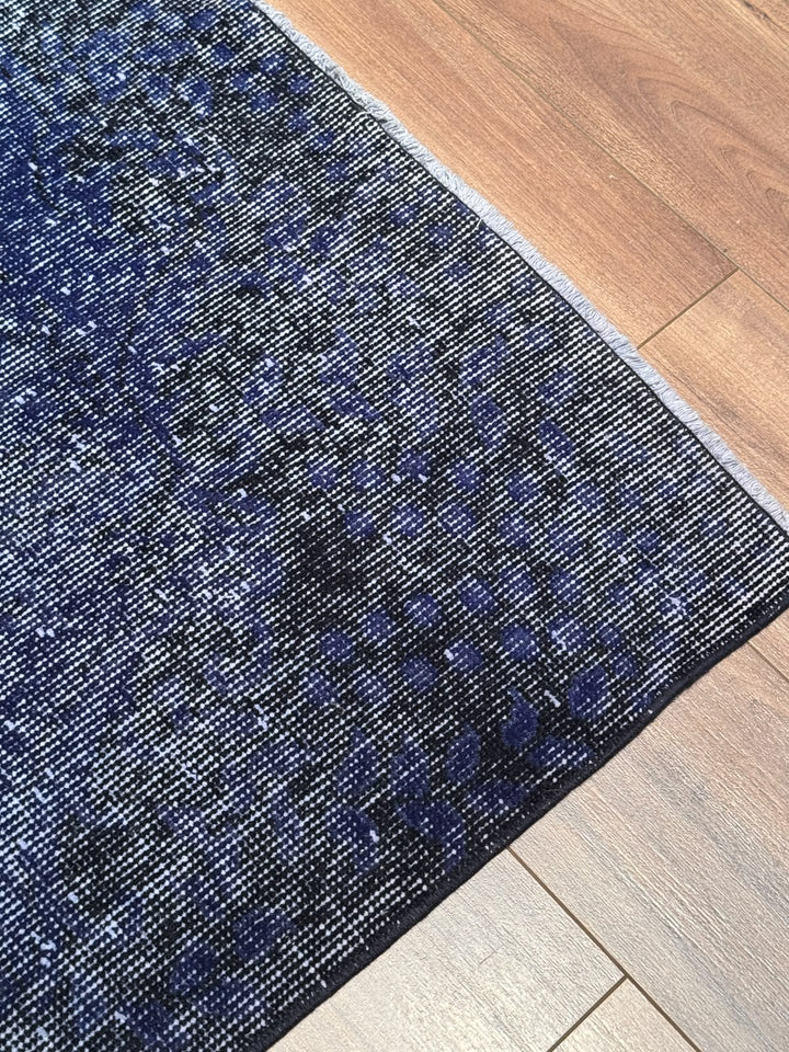 Orijinal Vintage Lacivert Kök Boya Yün El Dokuma Halı 170x300 5.10 Metrekare - 6x8 ft