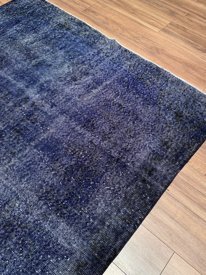 Orijinal Vintage Lacivert Kök Boya Yün El Dokuma Halı 170x300 5.10 Metrekare - 6x8 ft