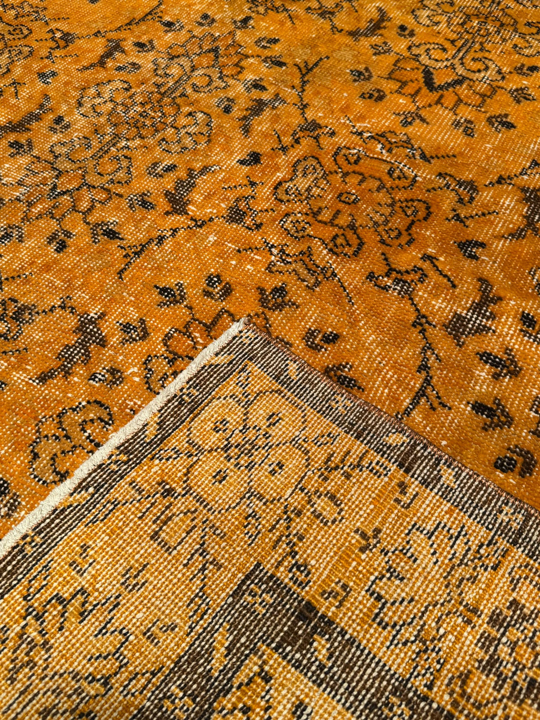 Orijinal Vintage Turuncu Kök Boya Yün El Dokuma Halı 192x290 5.57 Metrekare - 6x8 ft