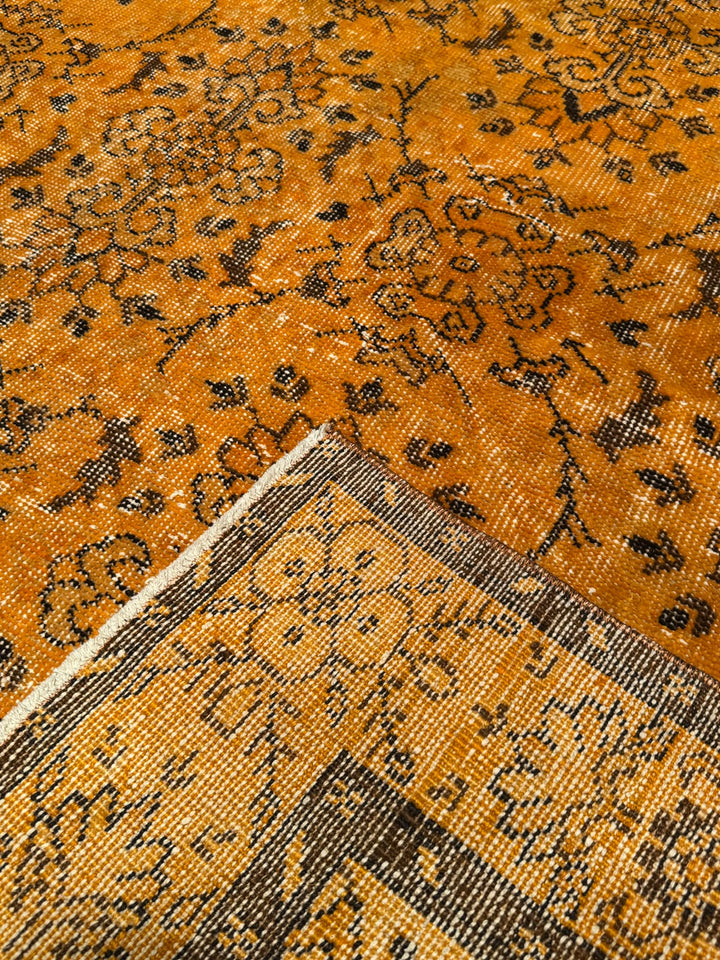 Orijinal Vintage Turuncu Kök Boya Yün El Dokuma Halı 192x290 5.57 Metrekare - 6x8 ft