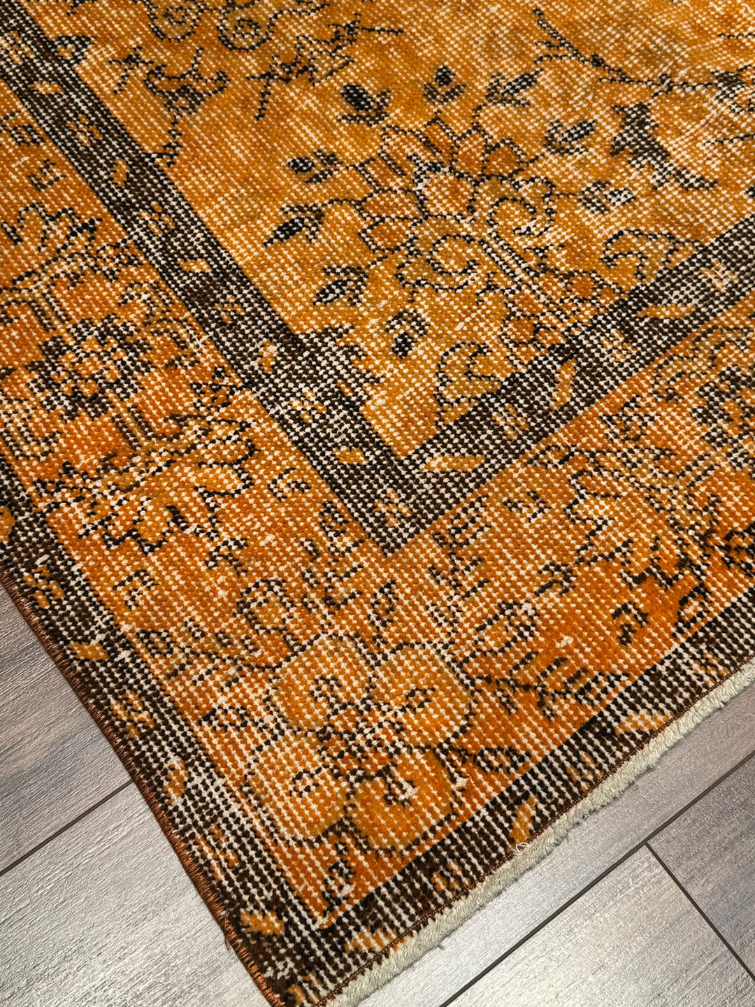 Orijinal Vintage Turuncu Kök Boya Yün El Dokuma Halı 192x290 5.57 Metrekare - 6x8 ft