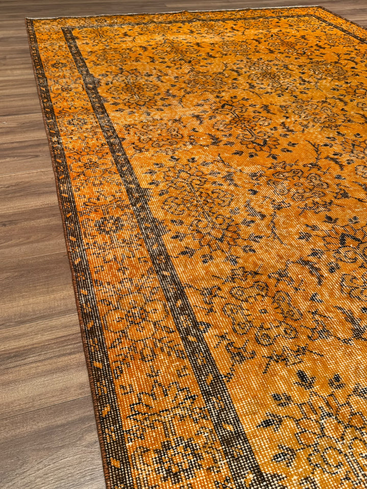 Orijinal Vintage Turuncu Kök Boya Yün El Dokuma Halı 192x290 5.57 Metrekare - 6x8 ft