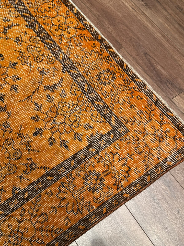 Orijinal Vintage Turuncu Kök Boya Yün El Dokuma Halı 192x290 5.57 Metrekare - 6x8 ft