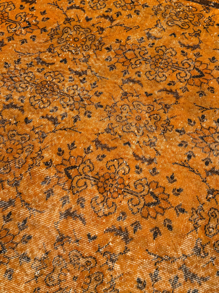 Orijinal Vintage Turuncu Kök Boya Yün El Dokuma Halı 192x290 5.57 Metrekare - 6x8 ft