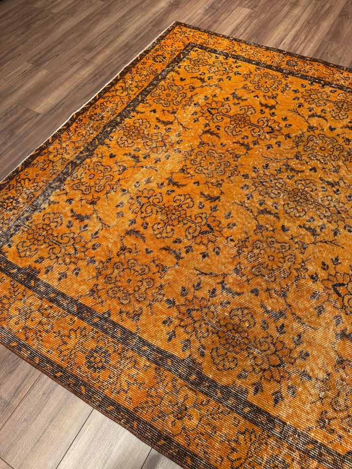 Orijinal Vintage Turuncu Kök Boya Yün El Dokuma Halı 192x290 5.57 Metrekare - 6x8 ft