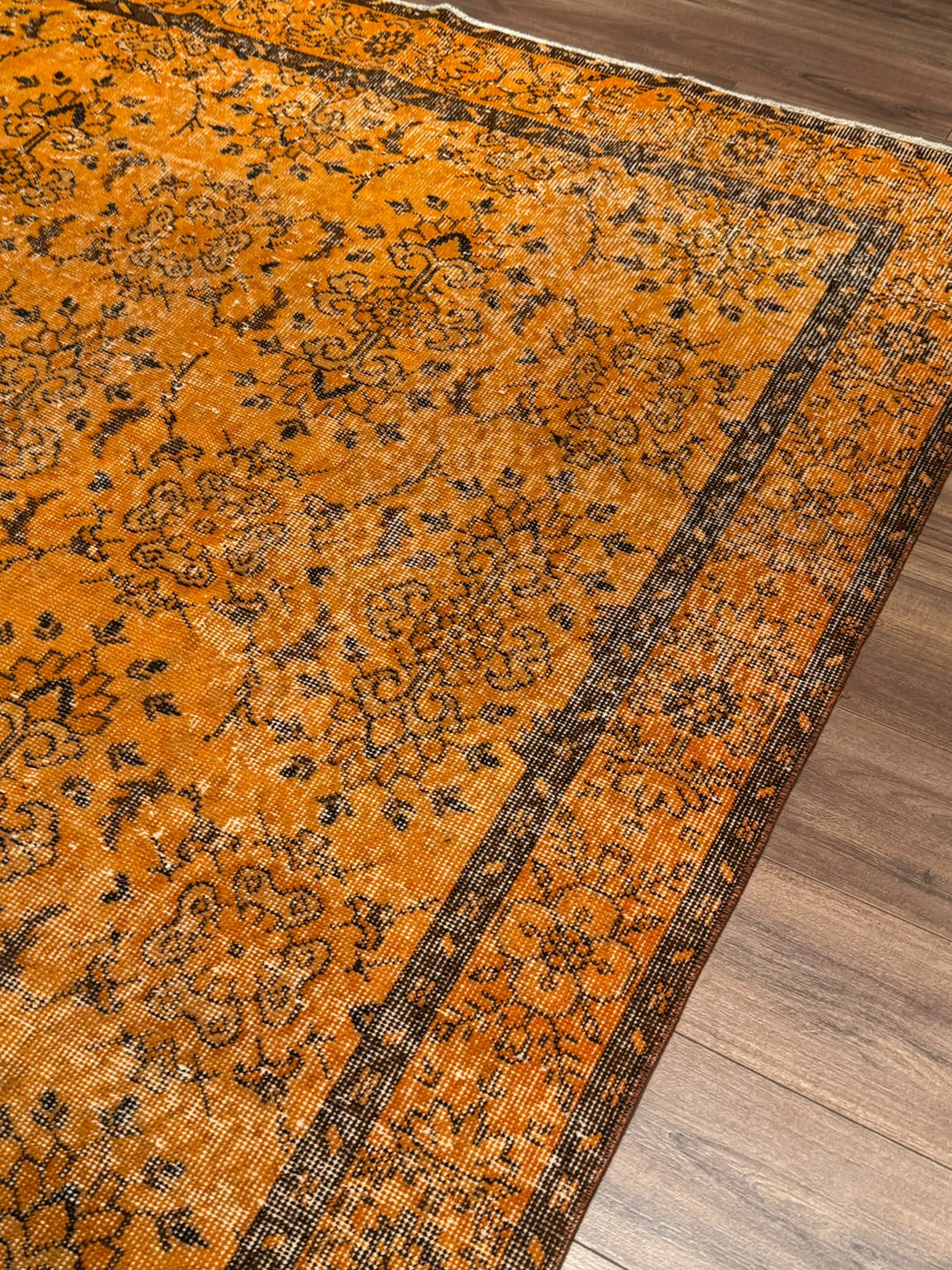 Orijinal Vintage Turuncu Kök Boya Yün El Dokuma Halı 192x290 5.57 Metrekare - 6x8 ft