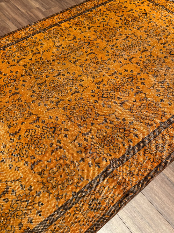 Orijinal Vintage Turuncu Kök Boya Yün El Dokuma Halı 192x290 5.57 Metrekare - 6x8 ft