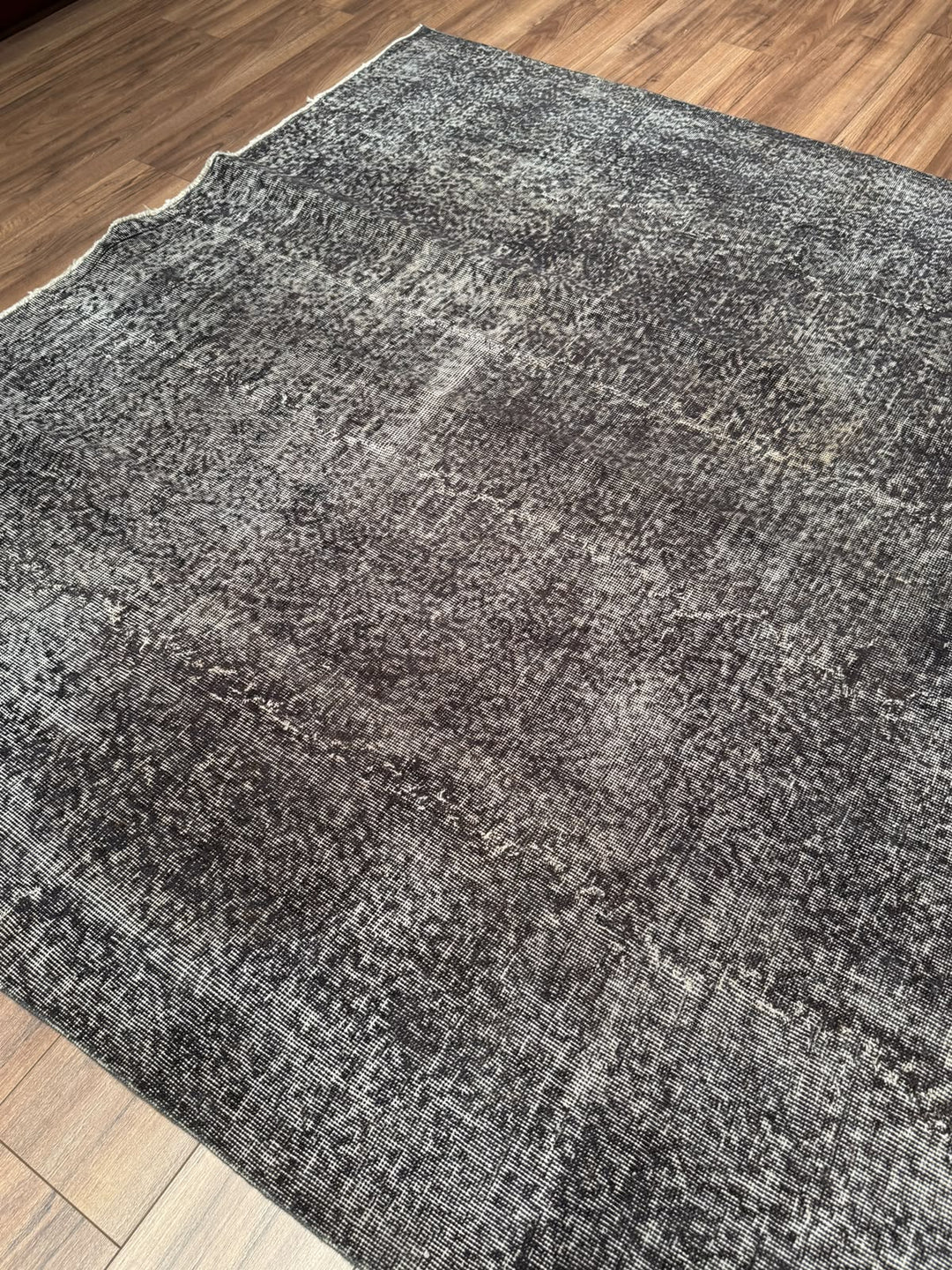 Orijinal Vintage Gri Kök Boya Yün El Dokuma Halı 209x312 6.52 Metrekare - 7x10 ft